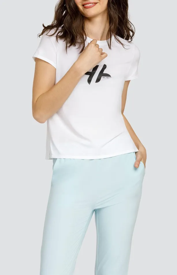Tail Activewear Bijou Top 8211 Chalk White With Logo Women Short Sleeve