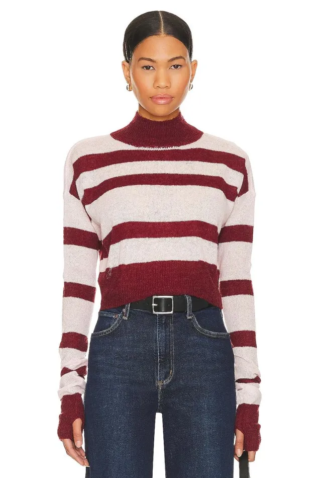 Tandice Striped Sweater Blush and Burgundy Women Lovers and Friends Sweaters and Knits Tandice Striped Sweater Blush and Burgundy Women Lovers and Friends Sweaters and Knits