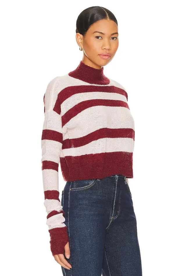 Tandice Striped Sweater Blush and Burgundy Women Lovers and Friends Sweaters and Knits
