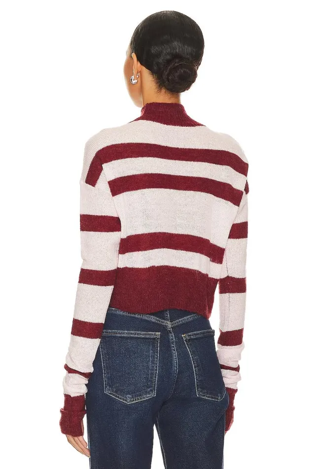 Tandice Striped Sweater Blush and Burgundy Women Lovers and Friends Sweaters and Knits