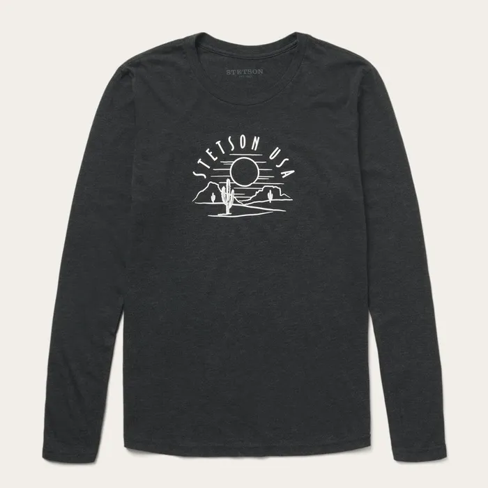 Tees Women Stetson Cactus And Sunset Graphic Tee Black