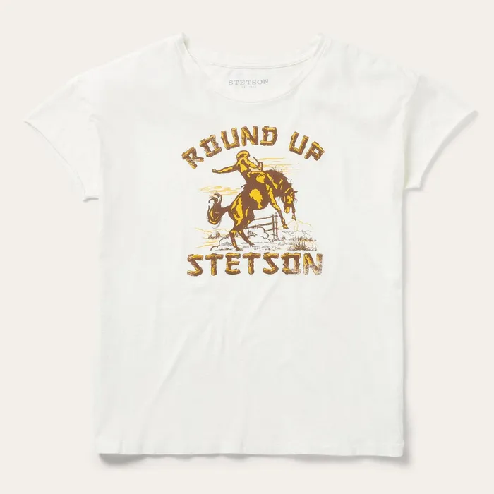 Tees Women Stetson Stetson Round Up Stetson Vintage Tee Official White