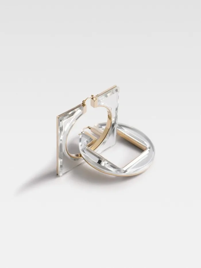 The Rond Carr Hoops Earrings Silvertransparent Women JACQUEMUS Jewellery The Rond Carr Hoops Earrings Silvertransparent Women JACQUEMUS Jewellery
