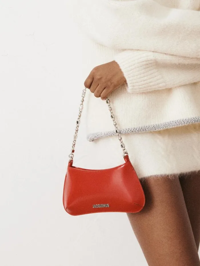 The Small Bisou Chaine Red Women JACQUEMUS Shoulder Bags The Small Bisou Chaine Red Women JACQUEMUS Shoulder Bags