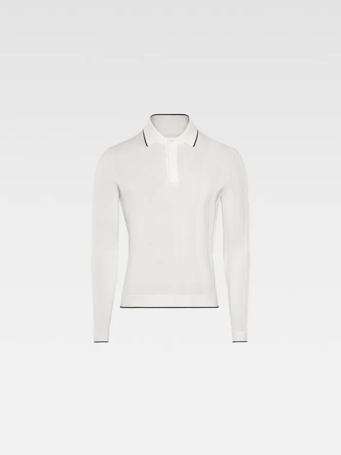The Tricot Longsleeve Polo Shirt Offwhite Men JACQUEMUS Knits The Tricot Longsleeve Polo Shirt Offwhite Men JACQUEMUS Knits
