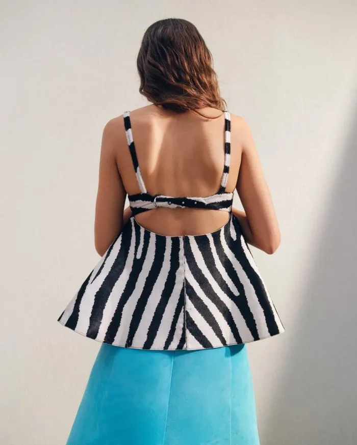 The Vela Top Black and White Zebra Women JACQUEMUS Tops and Shirts The Vela Top Black and White Zebra Women JACQUEMUS Tops and Shirts