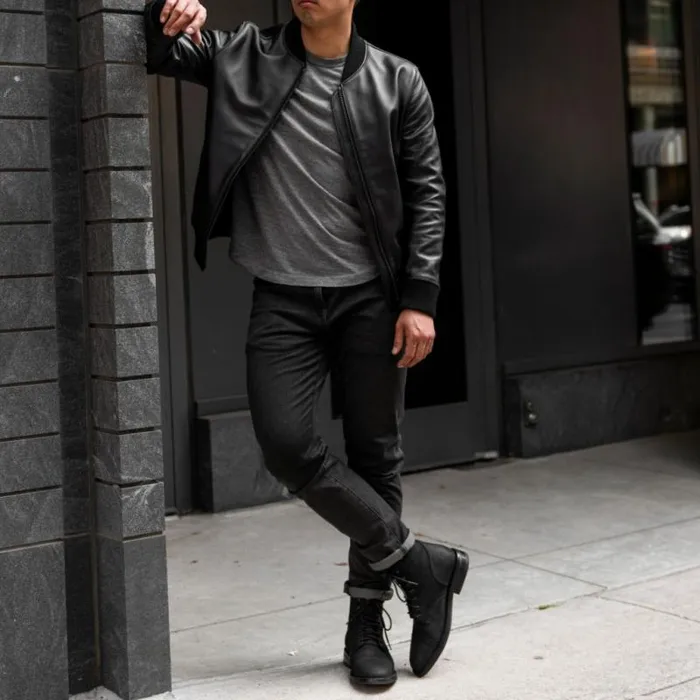 Thursday Boots Leather Bomber Jacket Black 8211 Men