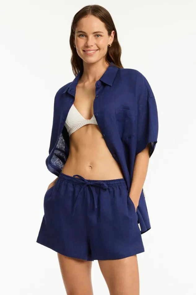 Tidal Linen Boxer Short Tidal Linen French Navy Women Sea Level Linen