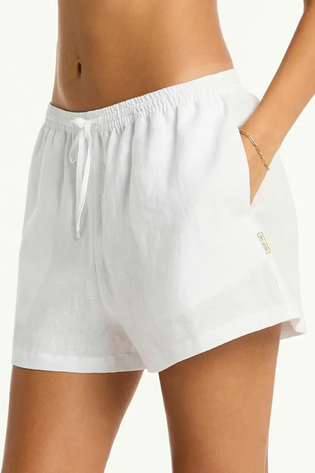 Tidal Linen Boxer Short Tidal Linen White Women Sea Level Linen