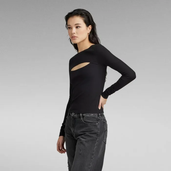 Tops and Tshirts Women GStar RAW CutOut Slim Boat Top Dark Black