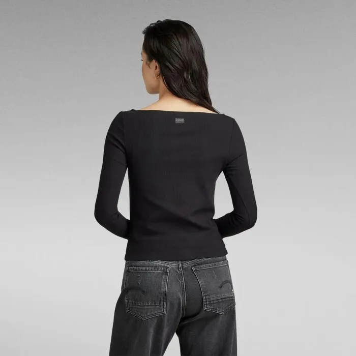 Tops and Tshirts Women GStar RAW CutOut Slim Boat Top Dark Black
