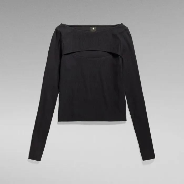 Tops and Tshirts Women GStar RAW CutOut Slim Boat Top Dark Black