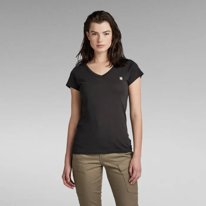 Tops and Tshirts Women GStar RAW Eyben Slim VNeck Top Dark Black