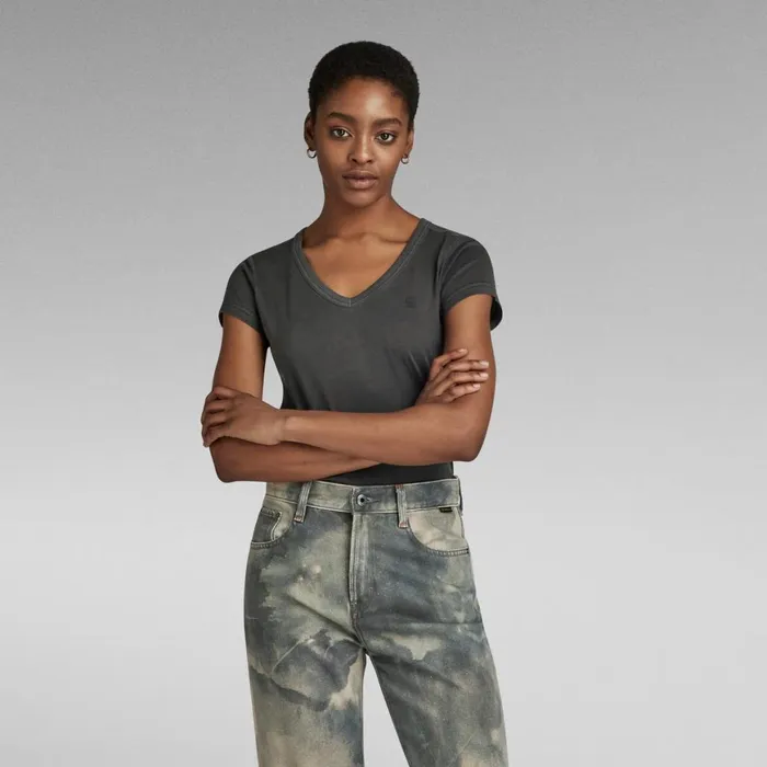 Tops and Tshirts Women GStar RAW Eyben Slim VNeck Top Dark Black Garment Dyed Tops and Tshirts Women GStar RAW Eyben Slim VNeck Top Dark Black Garment Dyed