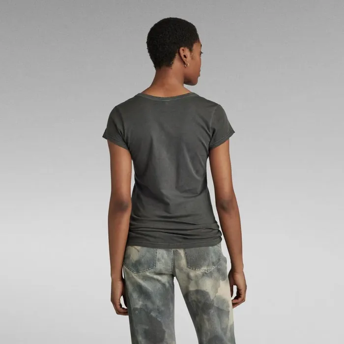 Tops and Tshirts Women GStar RAW Eyben Slim VNeck Top Dark Black Garment Dyed
