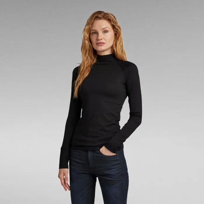 Tops and Tshirts Women GStar RAW Lecite Slim Turtle Top Dark Black