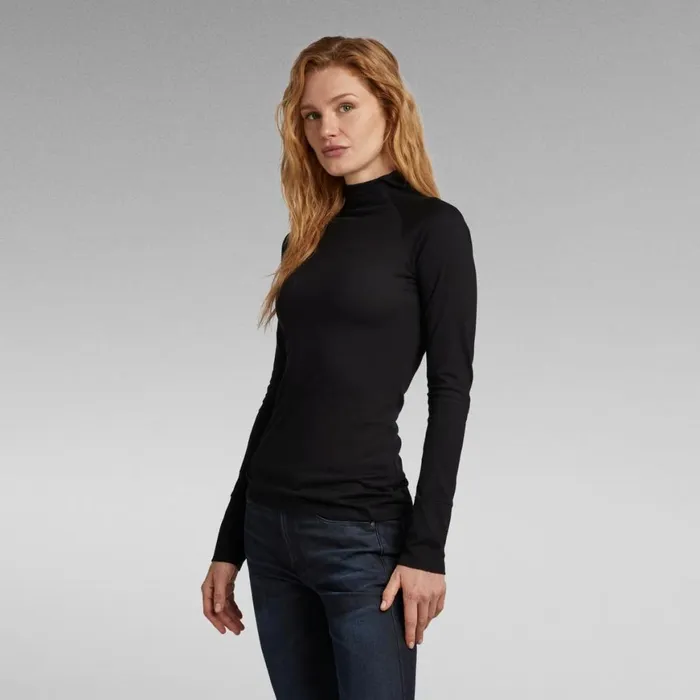 Tops and Tshirts Women GStar RAW Lecite Slim Turtle Top Dark Black