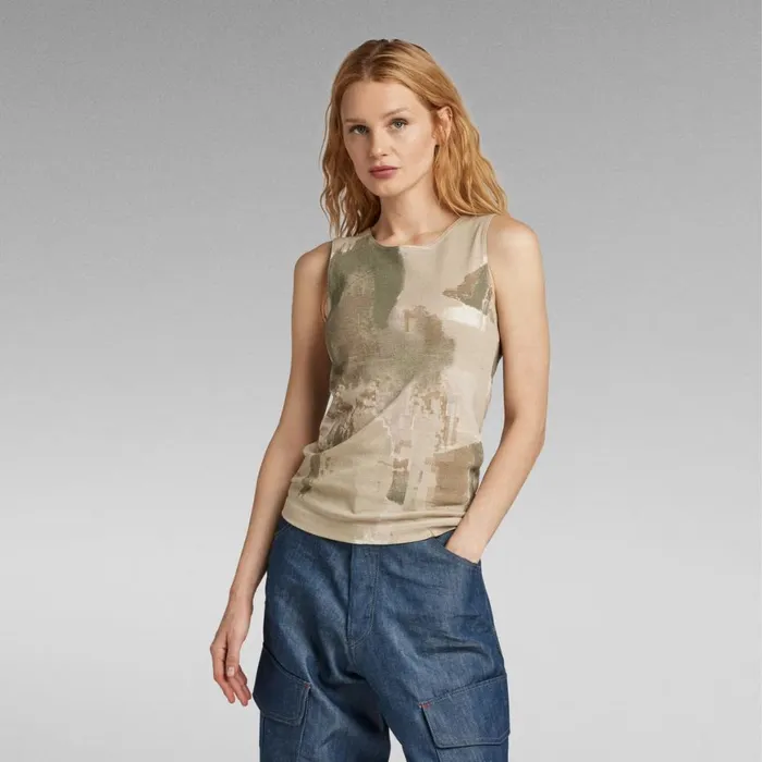 Tops and Tshirts Women GStar RAW Mariner Tank Top Whitebait Watercolor Camo