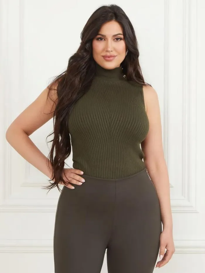 Tops And Sweaters Women Marciano Eco Alice Sleeveless Turtleneck Top 344 Olive Branch Tops And Sweaters Women Marciano Eco Alice Sleeveless Turtleneck Top 344 Olive Branch