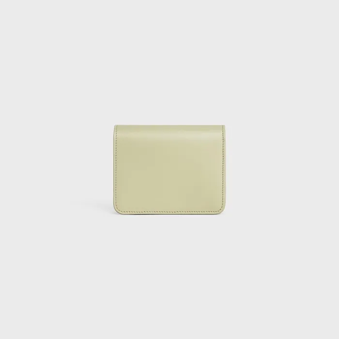 Triomphe Compact Wallet In Shiny Calfskin Almond Green Women CELINE WALLETS Triomphe Compact Wallet In Shiny Calfskin Almond Green Women CELINE WALLETS