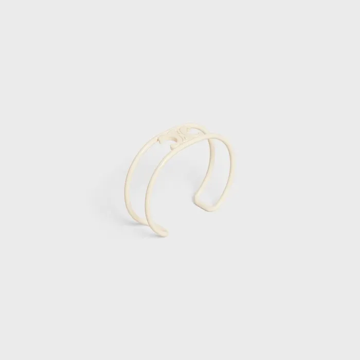 Triomphe Cuff In Varnished Brass Off White Women CELINE BRACELETS Triomphe Cuff In Varnished Brass Off White Women CELINE BRACELETS