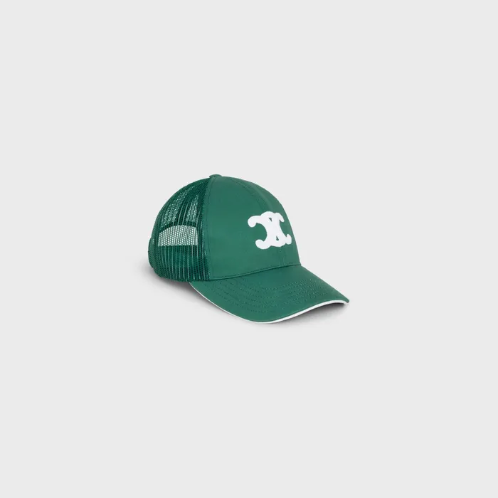 Triomphe Mesh Baseball Cap Dark Green White Women CELINE HATS AND SOFT ACCESSORIES Triomphe Mesh Baseball Cap Dark Green White Women CELINE HATS AND SOFT ACCESSORIES