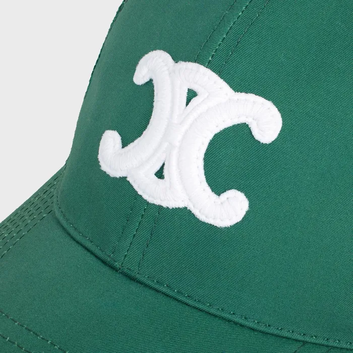 Triomphe Mesh Baseball Cap Dark Green White Women CELINE HATS AND SOFT ACCESSORIES