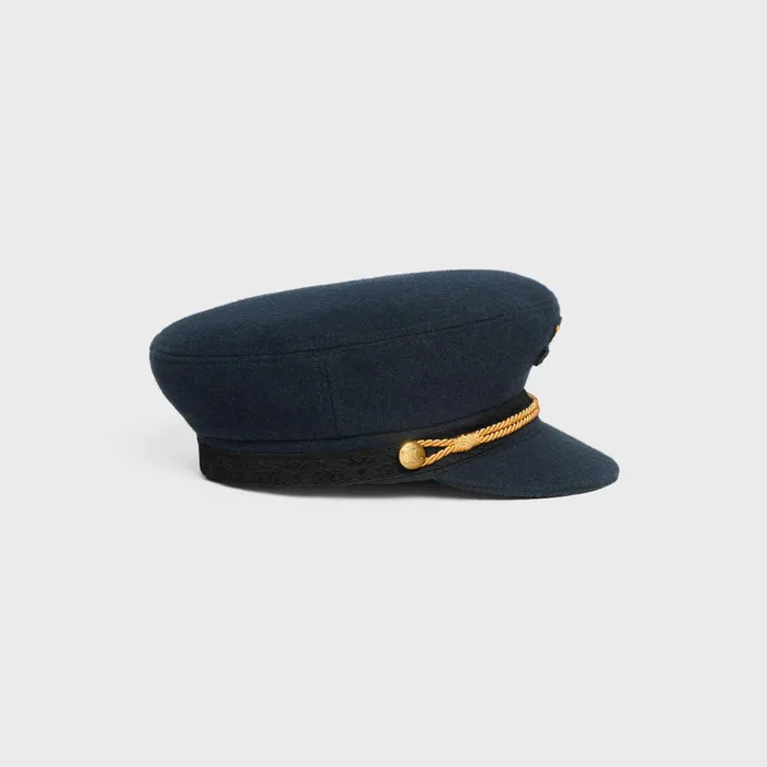 Triomphe Sailor Cap In Wool Cloth Dark Navy Women CELINE HATS AND SOFT ACCESSORIES