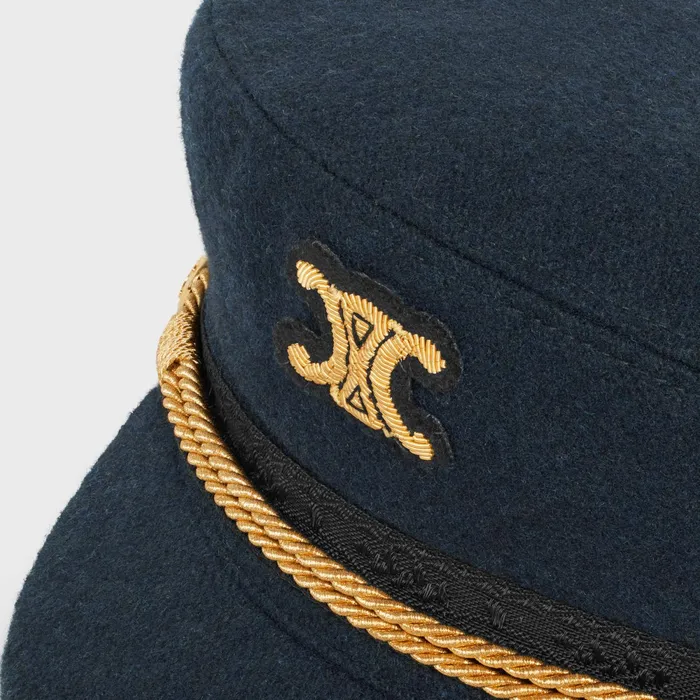 Triomphe Sailor Cap In Wool Cloth Dark Navy Women CELINE HATS AND SOFT ACCESSORIES
