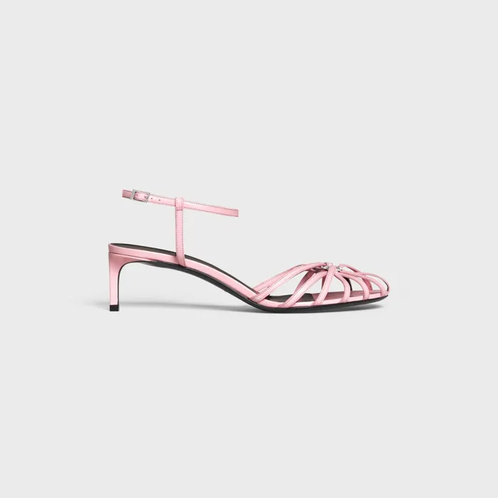 Triomphe Sandal In Kidskin Silver Finishing Pink Women CELINE SANDALS