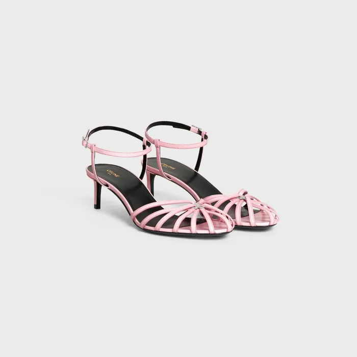 Triomphe Sandal In Kidskin Silver Finishing Pink Women CELINE SANDALS
