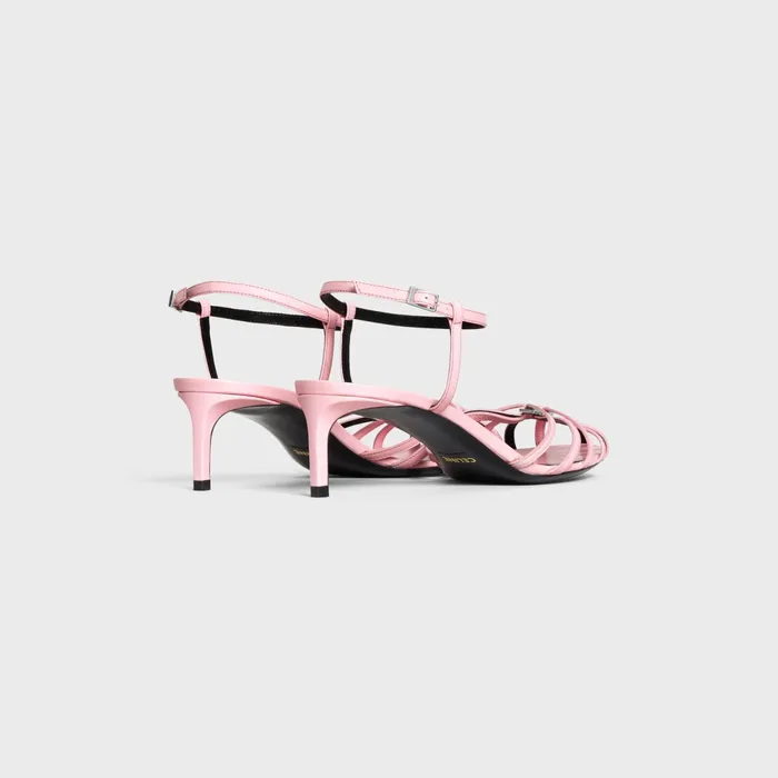 Triomphe Sandal In Kidskin Silver Finishing Pink Women CELINE SANDALS