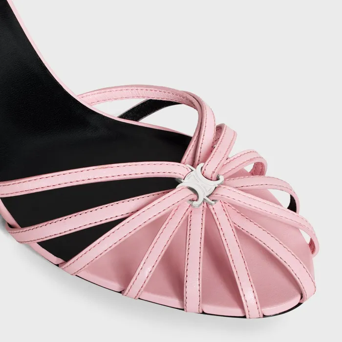 Triomphe Sandal In Kidskin Silver Finishing Pink Women CELINE SANDALS