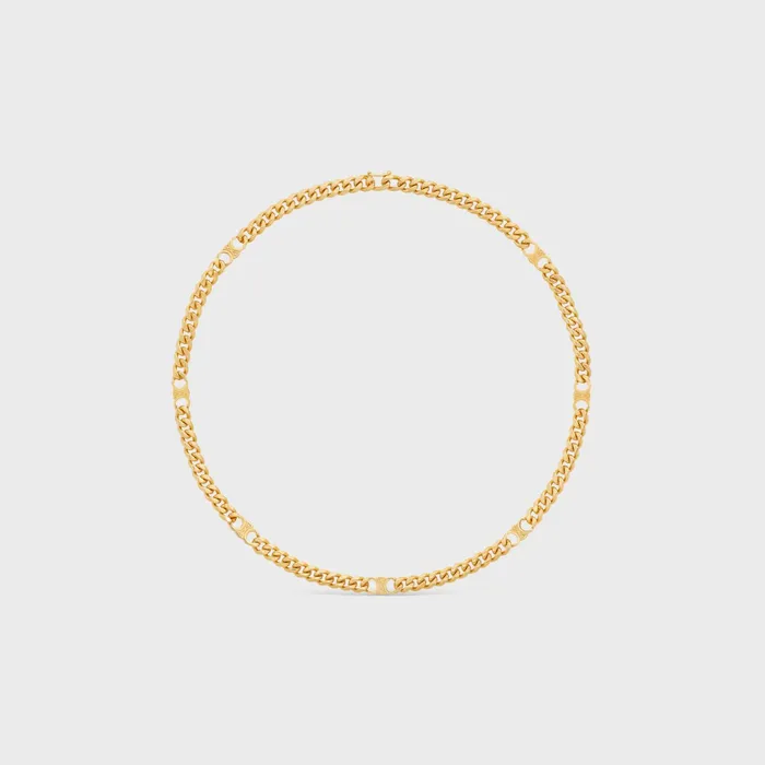 Triomphe Small Gourmette Necklace In Brass With Gold Finish Gold Women CELINE TRIOMPHE Triomphe Small Gourmette Necklace In Brass With Gold Finish Gold Women CELINE TRIOMPHE