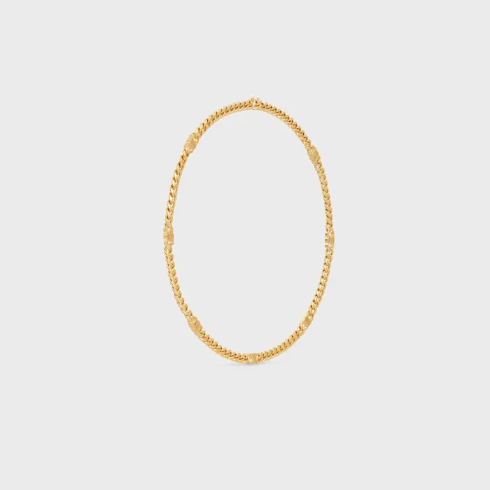 Triomphe Small Gourmette Necklace In Brass With Gold Finish Gold Women CELINE TRIOMPHE Triomphe Small Gourmette Necklace In Brass With Gold Finish Gold Women CELINE TRIOMPHE