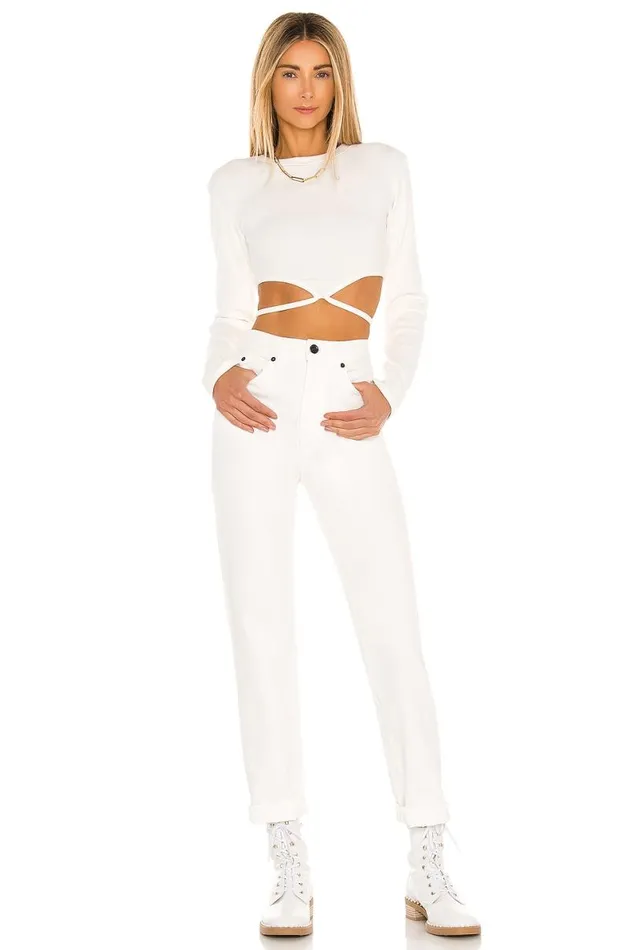 Waist Tie Tee White Women Lovers and Friends Tops