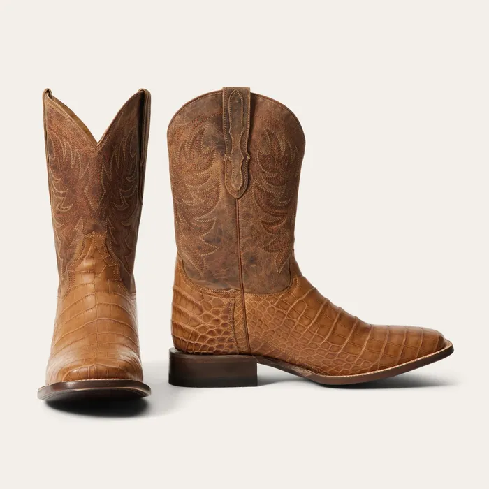 Western Men Stetson Aces Alligator Boots Brown