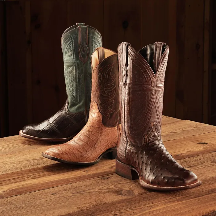 Western Men Stetson Aces Alligator Boots Brown