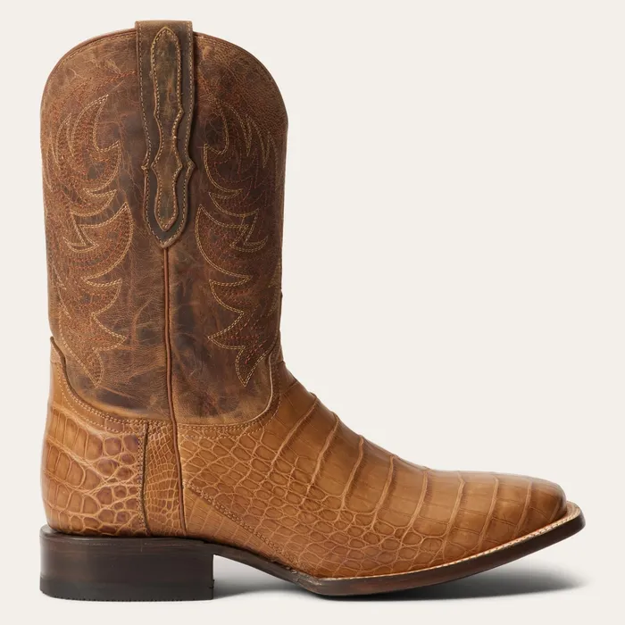 Western Men Stetson Aces Alligator Boots Brown