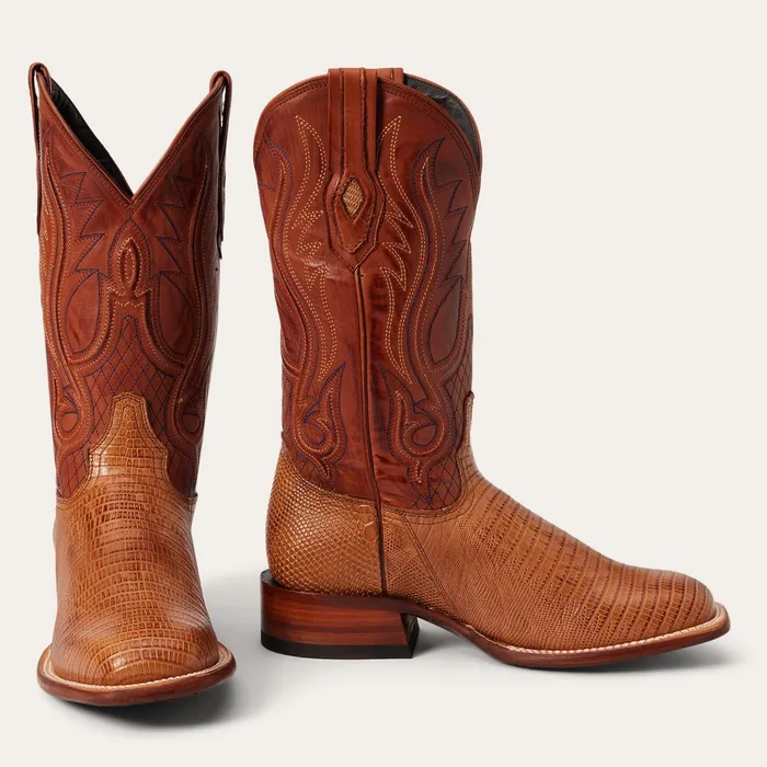 Western Men Stetson Arlington Teju Boot Tan