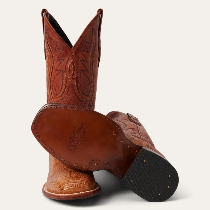 Western Men Stetson Arlington Teju Boot Tan