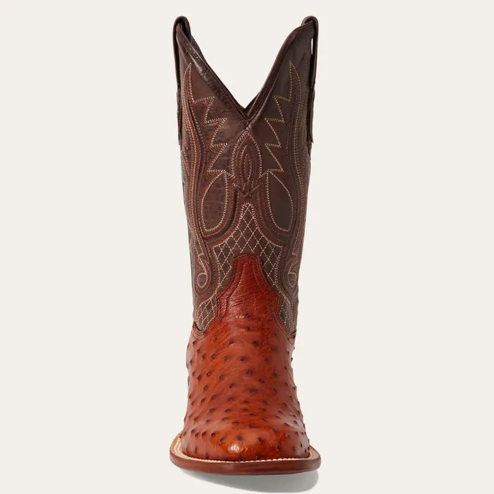 Western Men Stetson Ozzy Ostrich Boot Brown