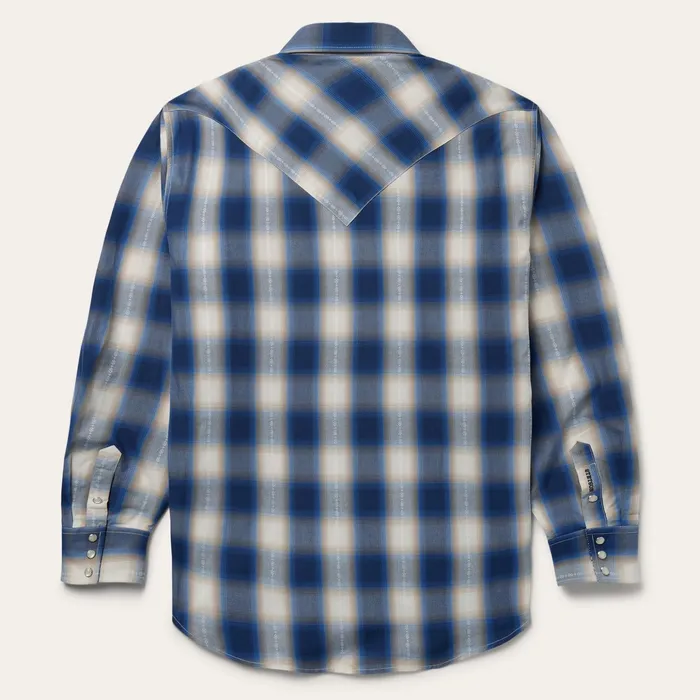 Western Shirts Men Stetson Blue Ombre Plaid Western Shirt Blue