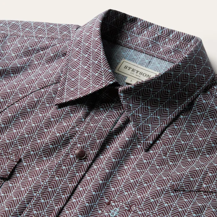 Western Shirts Men Stetson Chevron Grid Shirt Chevron Grid Shirt