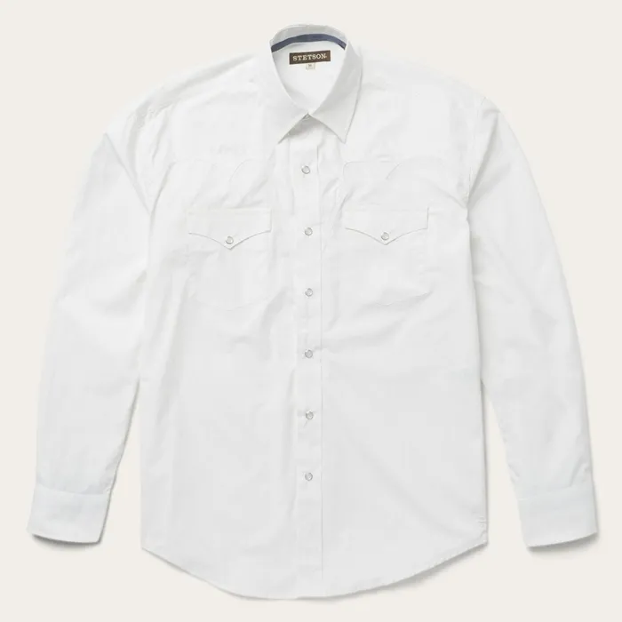 Western Shirts Men Stetson Classic Solid Snap Poplin Shirt In Optic White White