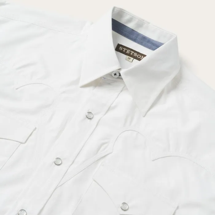 Western Shirts Men Stetson Classic Solid Snap Poplin Shirt In Optic White White