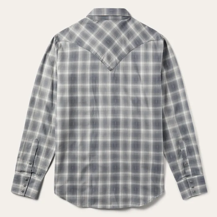 Western Shirts Men Stetson Dobby Twill Plaid Shirt Brown