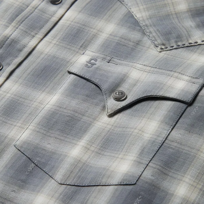 Western Shirts Men Stetson Dobby Twill Plaid Shirt Brown
