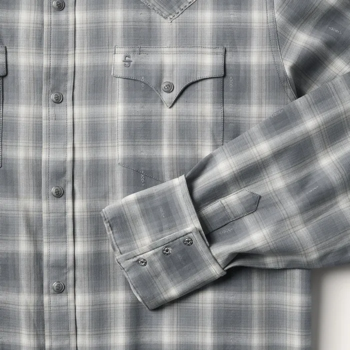 Western Shirts Men Stetson Dobby Twill Plaid Shirt Brown