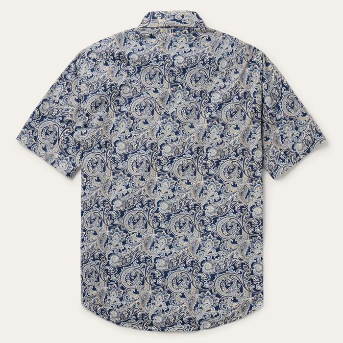 Western Shirts Men Stetson Greenspring Paisley Short Sleeve Western Shirt Blue